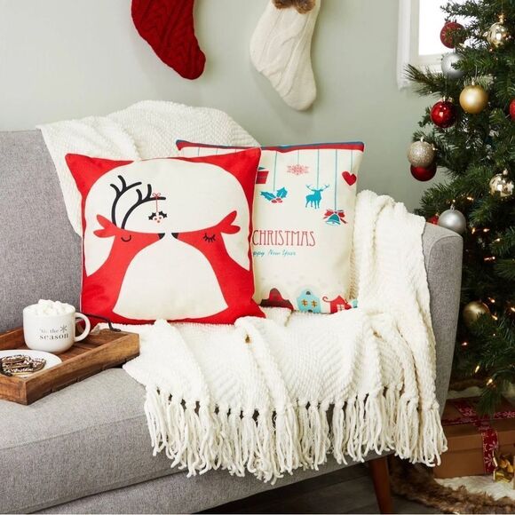 Holiday Christmas New Year Pillow Covers | Bundle of 6 | 18”x18” - Picture 2 of 12